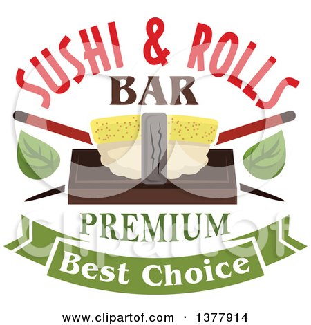 Clipart of a Sushi Rolls Design with Text - Royalty Free Vector Illustration by Vector Tradition SM