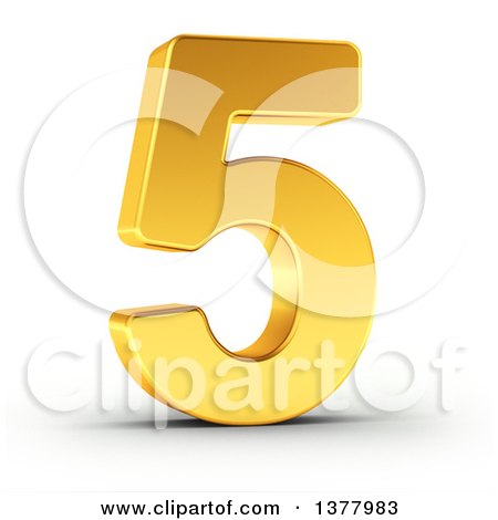Clipart of a 3d Golden Digit Number 5, on a Shaded White Background - Royalty Free Illustration by stockillustrations