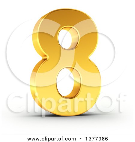 Clipart of a 3d Golden Digit Number 8, on a Shaded White Background - Royalty Free Illustration by stockillustrations