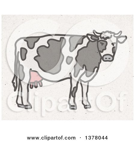 Clipart of a Dairy Cow on Fiber Texture - Royalty Free Illustration by NL shop