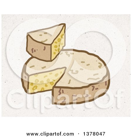 Clipart of a Round Cheese on Fiber Texture - Royalty Free Illustration by NL shop