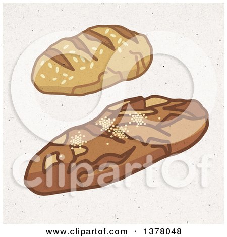 Clipart of Bread Loaves on Fiber Texture - Royalty Free Illustration by NL shop