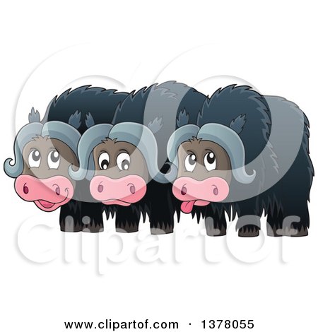 Clipart of a Group of Musk Oxen - Royalty Free Vector Illustration by visekart