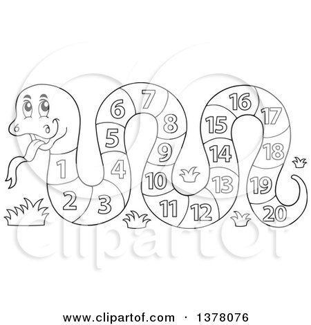 Clipart of a Black and White Snake with a Number Body - Royalty Free Vector Illustration by visekart