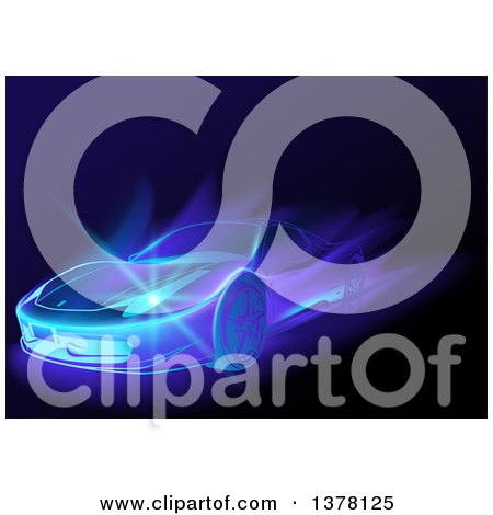 Clipart of a Fast Glowing Blue Sports Car - Royalty Free Vector Illustration by dero