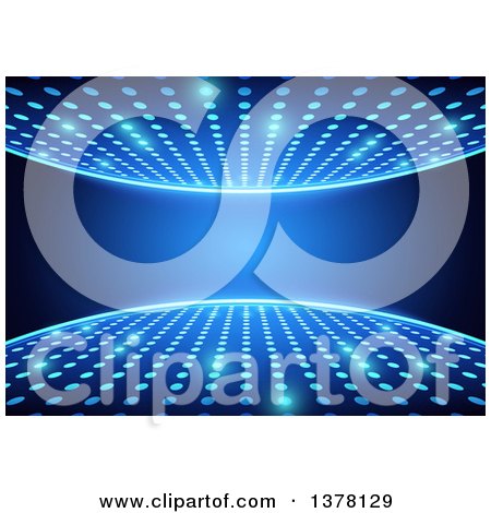 Clipart of a Discotheque Background of Blue Lights and Text Space - Royalty Free Vector Illustration by dero