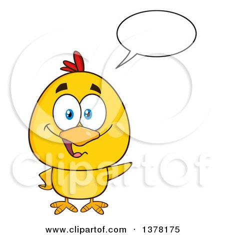 Clipart of a Yellow Chick Talking and Waving - Royalty Free Vector Illustration by Hit Toon