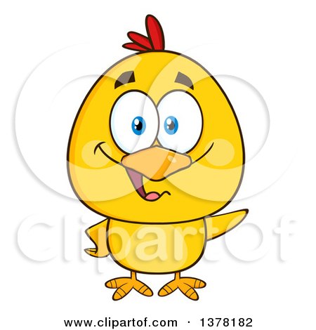 Clipart of a Yellow Chick Waving - Royalty Free Vector Illustration by Hit Toon