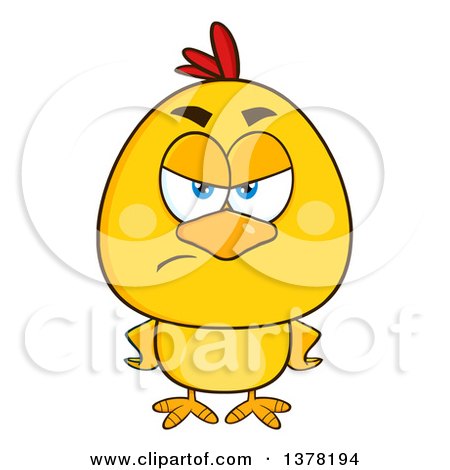 Clipart of a Mad Yellow Chick with Hands on His Hips - Royalty Free Vector Illustration by Hit Toon