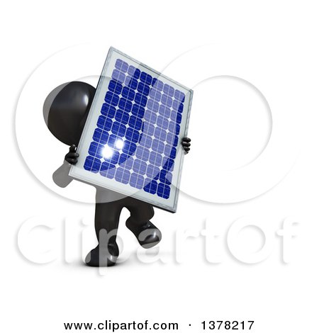 Clipart of a 3d Black Man Carrying a Solar Panel, on a White Background - Royalty Free Illustration by KJ Pargeter