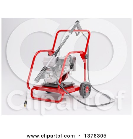 Clipart of a 3d Pressure Washer Machine, on Shaded White - Royalty Free Illustration by KJ Pargeter