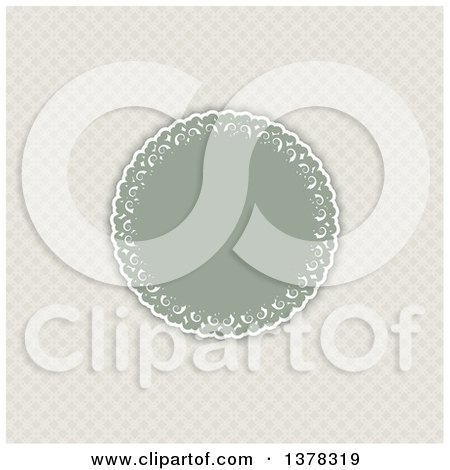 Clipart of a Vintage Round Frame with Text Space over a Lattice Pattern - Royalty Free Vector Illustration by KJ Pargeter