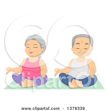 Clipart of a Happy White Senior Couple Doing Relaxing Yoga - Royalty Free Vector Illustration by BNP Design Studio