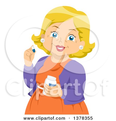 Clipart of a Happy Blond White Senior Woman Taking Mexication - Royalty Free Vector Illustration by BNP Design Studio