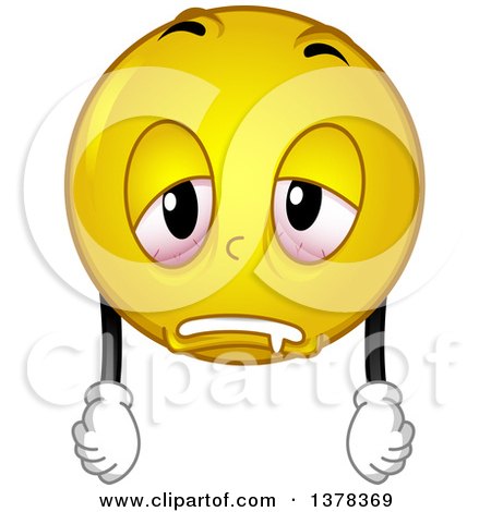 Clipart of a Smiley Emoji Looking Exhausted - Royalty Free Vector Illustration by BNP Design Studio