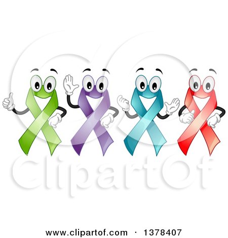 Clipart of Happy Colorful Awareness Ribbons - Royalty Free Vector Illustration by BNP Design Studio