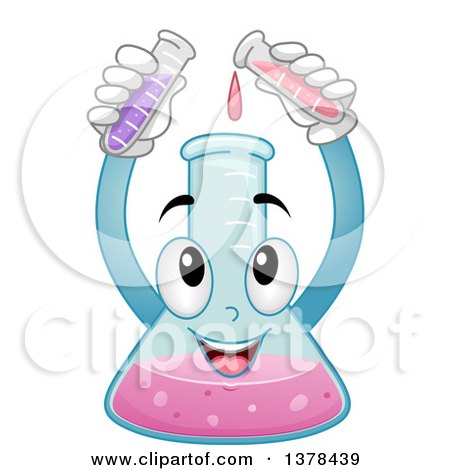 Clipart of a Laboratory Cylinder Mixing Chemicals - Royalty Free Vector Illustration by BNP Design Studio