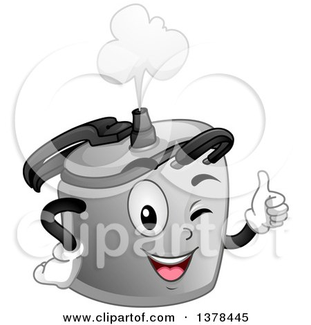 Clipart of a Happy Pressure Cooker Character Winking and Giving a Thumb up - Royalty Free Vector Illustration by BNP Design Studio