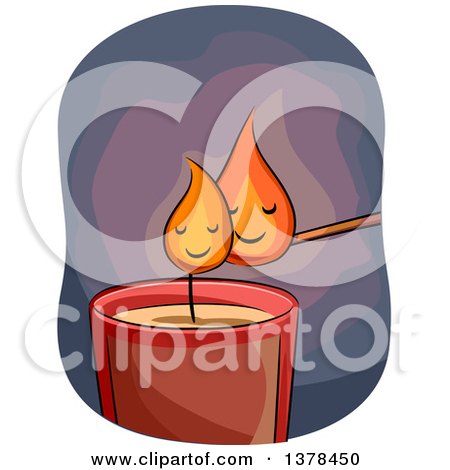 Clipart of Flames from a Candle and Wick Cuddling - Royalty Free Vector Illustration by BNP Design Studio