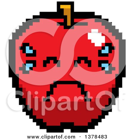 Clipart of a Crying Apple in 8 Bit Style - Royalty Free Vector Illustration by Cory Thoman