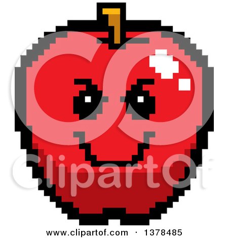 Clipart of a Grinning Evil Apple in 8 Bit Style - Royalty Free Vector Illustration by Cory Thoman