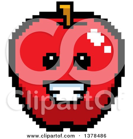Clipart of a Grinning Apple in 8 Bit Style - Royalty Free Vector Illustration by Cory Thoman