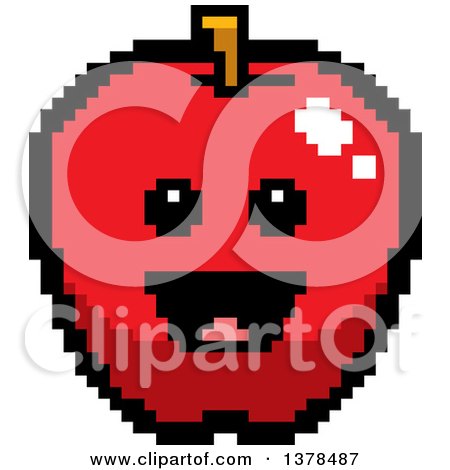 Clipart of a Happy Apple in 8 Bit Style - Royalty Free Vector Illustration by Cory Thoman