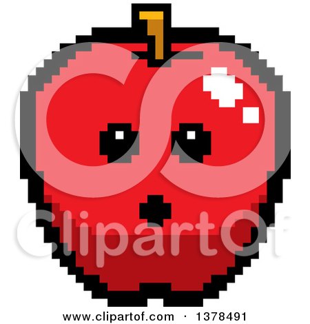 Clipart of a Surprised Apple in 8 Bit Style - Royalty Free Vector Illustration by Cory Thoman