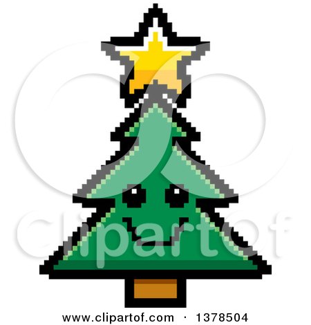 Clipart of a Happy Christmas Tree Character in 8 Bit Style - Royalty Free Vector Illustration by Cory Thoman