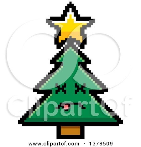 Clipart of a Dead Christmas Tree Character in 8 Bit Style - Royalty Free Vector Illustration by Cory Thoman