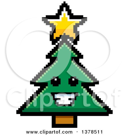 Clipart of a Happy Christmas Tree Character in 8 Bit Style - Royalty Free Vector Illustration by Cory Thoman