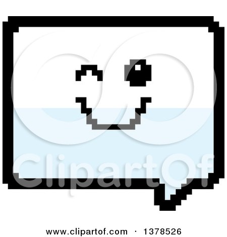 Clipart of a Winking Speech Balloon Character in 8 Bit Style - Royalty Free Vector Illustration by Cory Thoman