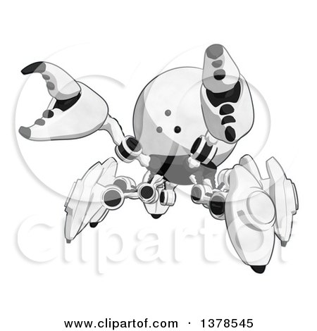 Clipart of a Cartoon Defensive Crab like Robot - Royalty Free Illustration by Leo Blanchette