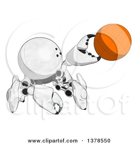 Clipart of a Cartoon Crab like Robot Holding a Ball - Royalty Free Illustration by Leo Blanchette