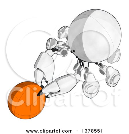 Clipart of a Cartoon Crab like Robot Holding a Ball - Royalty Free Illustration by Leo Blanchette