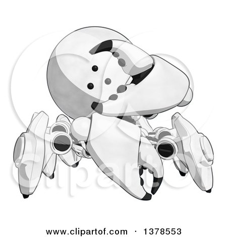 Clipart of a Cartoon Crab like Robot Peeking - Royalty Free Illustration by Leo Blanchette