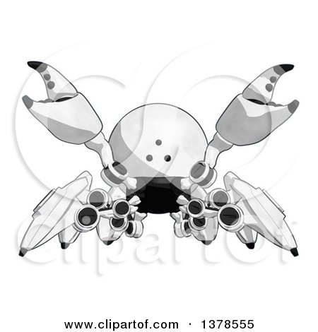 Clipart of a Cartoon Defensive Crab like Robot - Royalty Free Illustration by Leo Blanchette