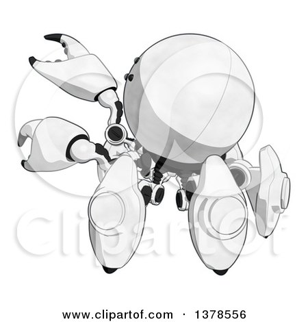 Clipart of a Cartoon Crab like Robot Reaching - Royalty Free Illustration by Leo Blanchette