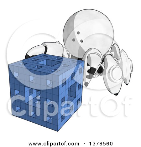 Clipart of a Cartoon Crab like Robot Assembling a Block - Royalty Free Illustration by Leo Blanchette