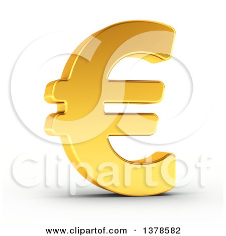 Clipart of a 3d Golden Euro Currency Symbol, on a Shaded White Background - Royalty Free Illustration by stockillustrations