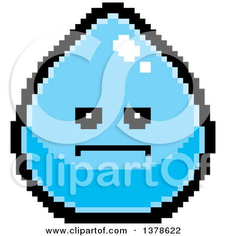 Clipart of a Serious Water Drop Character in 8 Bit Style - Royalty Free Vector Illustration by Cory Thoman