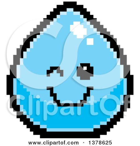 Clipart of a Winking Water Drop Character in 8 Bit Style - Royalty Free Vector Illustration by Cory Thoman
