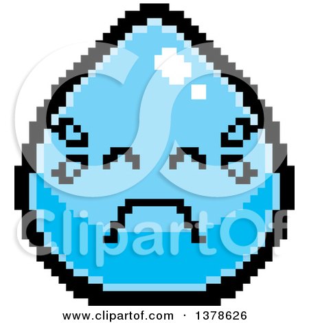 Clipart of a Crying Water Drop Character in 8 Bit Style - Royalty Free Vector Illustration by Cory Thoman