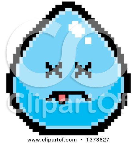 Clipart of a Dead Water Drop Character in 8 Bit Style - Royalty Free Vector Illustration by Cory Thoman