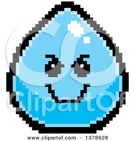 Clipart of a Grinning Evil Water Drop Character in 8 Bit Style - Royalty Free Vector Illustration by Cory Thoman