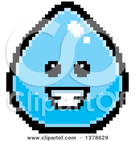 Clipart of a Happy Water Drop Character in 8 Bit Style - Royalty Free Vector Illustration by Cory Thoman