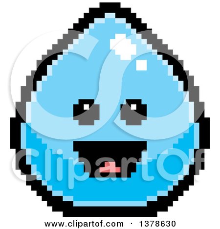 Clipart of a Happy Water Drop Character in 8 Bit Style - Royalty Free Vector Illustration by Cory Thoman