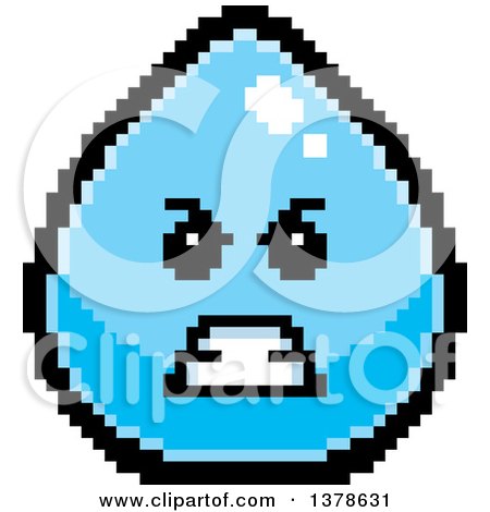 Clipart of a Mad Water Drop Character in 8 Bit Style - Royalty Free Vector Illustration by Cory Thoman