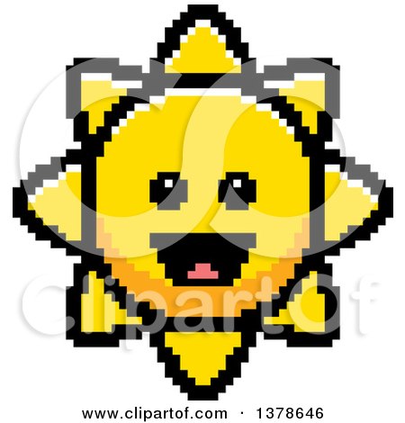 Clipart of a Happy Sun Character in 8 Bit Style - Royalty Free Vector Illustration by Cory Thoman