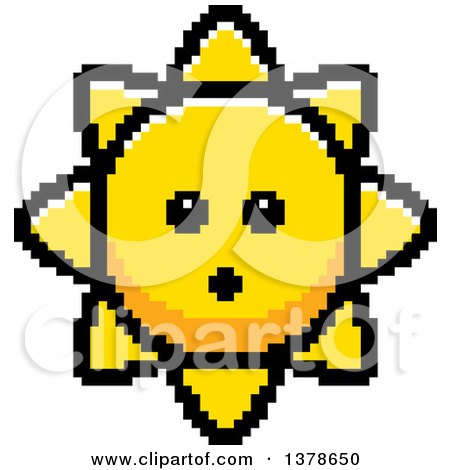 Clipart of a Surprised Sun Character in 8 Bit Style - Royalty Free Vector Illustration by Cory Thoman